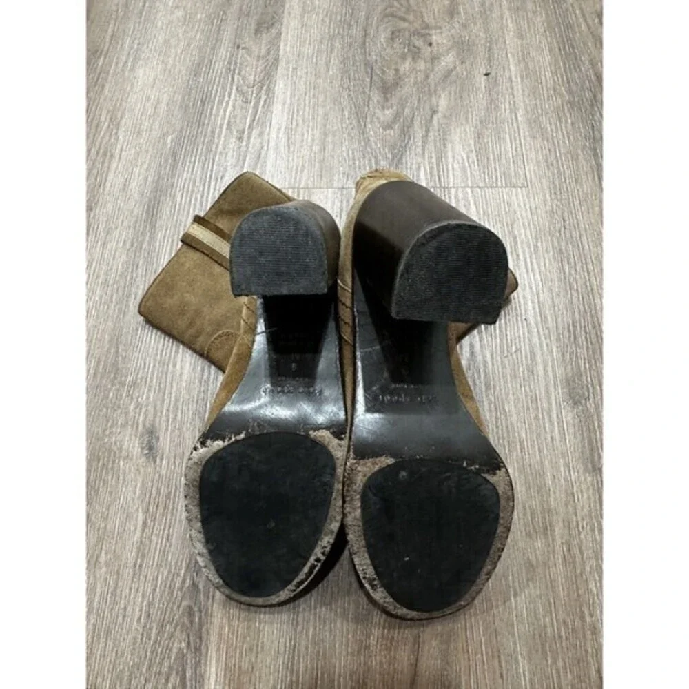 KATE SPADE New York BAISE bootie SIZE 9 M Block Heel Suede Leather Tobacco Brown